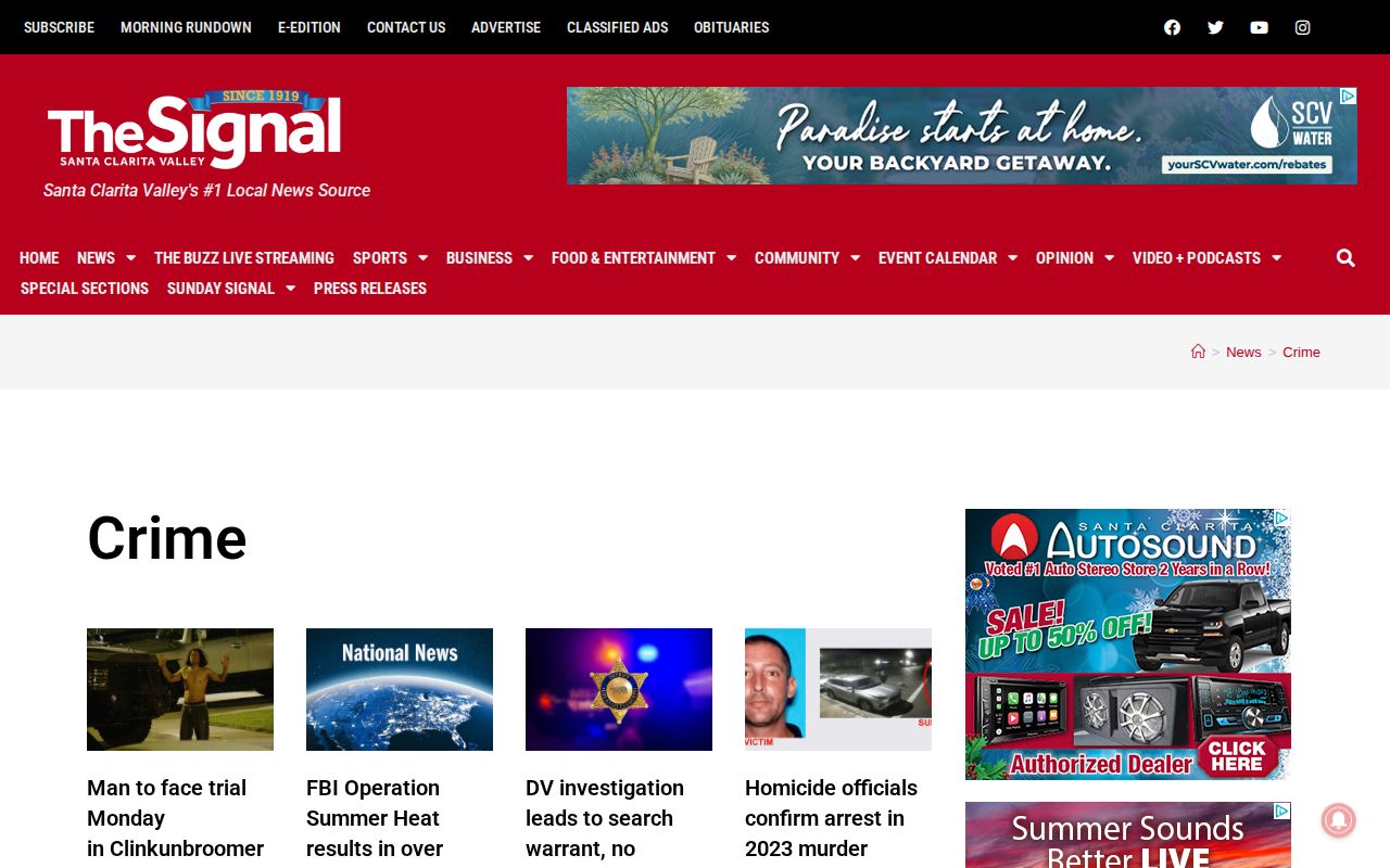 Santa Clarita Valley arrest and crime news records section
